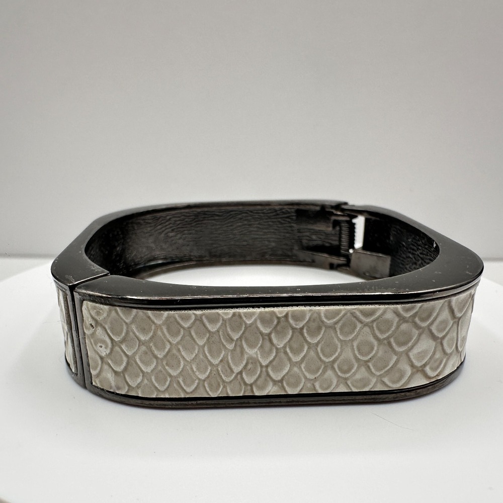 Vintage Y2K Faux Snakeskin Hinge Bracelet Statement Women's Jewelry